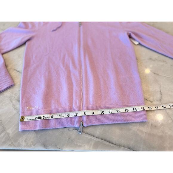 Ralph Lauren Sweater Sz M RLX Cashmere Full Zip Cozy Cardigan Gorpcore Lilac - Picture 10 of 12